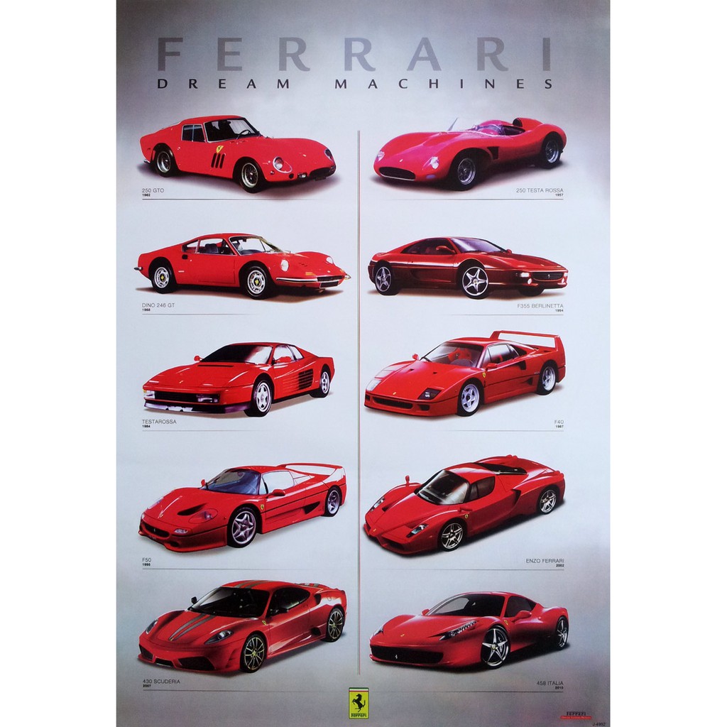 โปสเตอร์-รถยนต์-รถเฟอร์รารี่-ferrari-dream-machines-poster-24-x35-inch-italian-luxury-sports-car-automobile