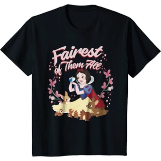 เสื้อยืด ผ้าฝ้ายแท้ พิมพ์ลายกราฟฟิค Snow White Fairest Flower Wreath สําหรับผู้ชาย