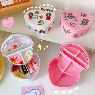 Make Up Pink Girls Heart Storage Box Jewelry Desktop Jewelry Box Student Dormitory Love Storage Box Double-Layer Storage Box