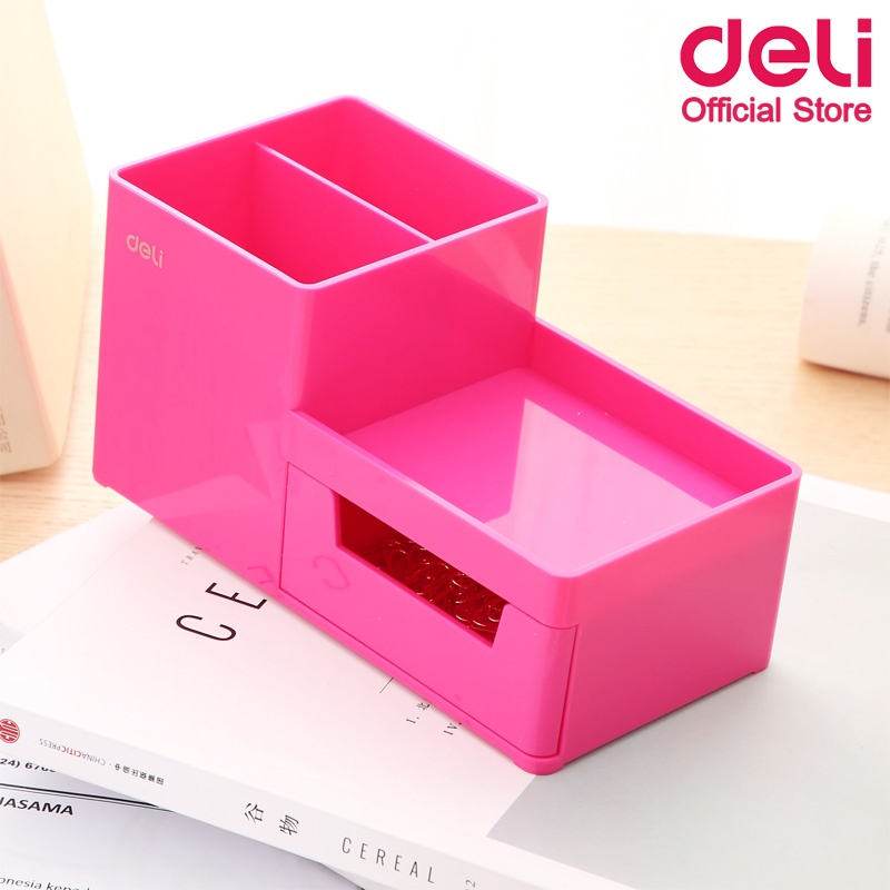 deli-z25140-pen-stand-กล่องเสียบปากกาแฟนซี-สีชมพู-กล่องเสียบปากกา-กล่องเก็บปากกา-เครื่องเขียน-อุปกรณ์สำนักงาน