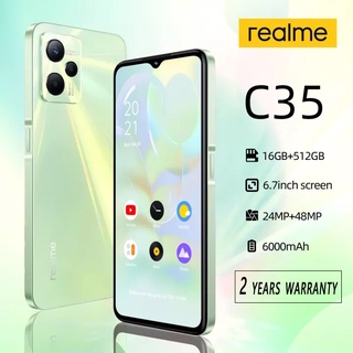 โทรศัพท์มือถือ Realme C35 โทรศัพท์ (ของเเท้100%) โทรศัพท์ 12GB+512GB โทรศัพท์มือถือราคาถูก 5G โทรศัพท์ Smart phone