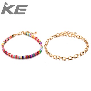 Simple alloy diamond-encrusted color round anklet set combination for girls for women low pric