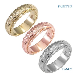 Fancysip แหวนทองคํา 14k แกะสลักมือ รูปดอกไม้ สีเหลือง สไตล์คลาสสิก หรูหรา ของขวัญวันครบรอบ สําหรับผู้หญิง