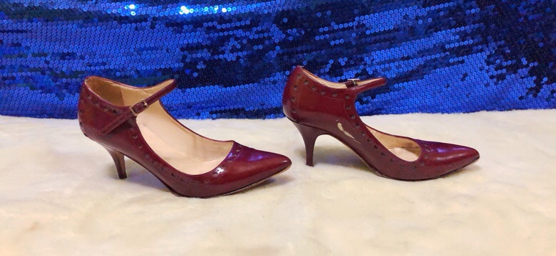 vintage-kate-spade-mary-jane-red-leather-heels-แท้