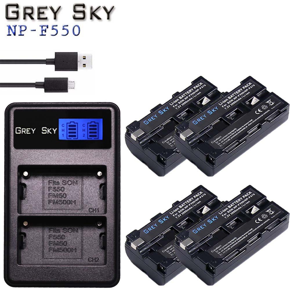 4Pcs NPF570 NPF550 NPF330 NP F550 NP F330 F750แบตเตอรี่ Dual Charger