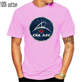 เสื้อยืดสีขาว - เสื้อยืดผ้าฝ้าย 100% ผู้ชายพิมพ์แบบกําหนดเองแคนาดา Space Agency วินเทจตราสัญลักษณ์ว