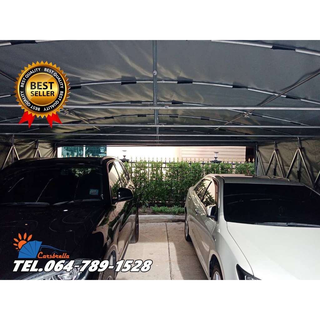 เต็นท์จอดรถสำเร็จรูป-โรงจอดรถ-carsbrella-รุ่น-twin-b-สำหรับจอดรถยนต์-กันน้ำและป้องกันแสงแดด-100