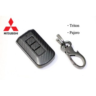 เคสเคฟล่ากุญแจรีโมทรถยนต์ เคสกุญแจ MITSUBISHI รุ่น Triton / Pajero (ดำด้าน)