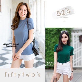 !!มีปลายทาง!! 52s (SH-01) เสื้อยืด แขนสั้น ผ่าแขน คอปีน สีพื้น ผ้าคอตตอน