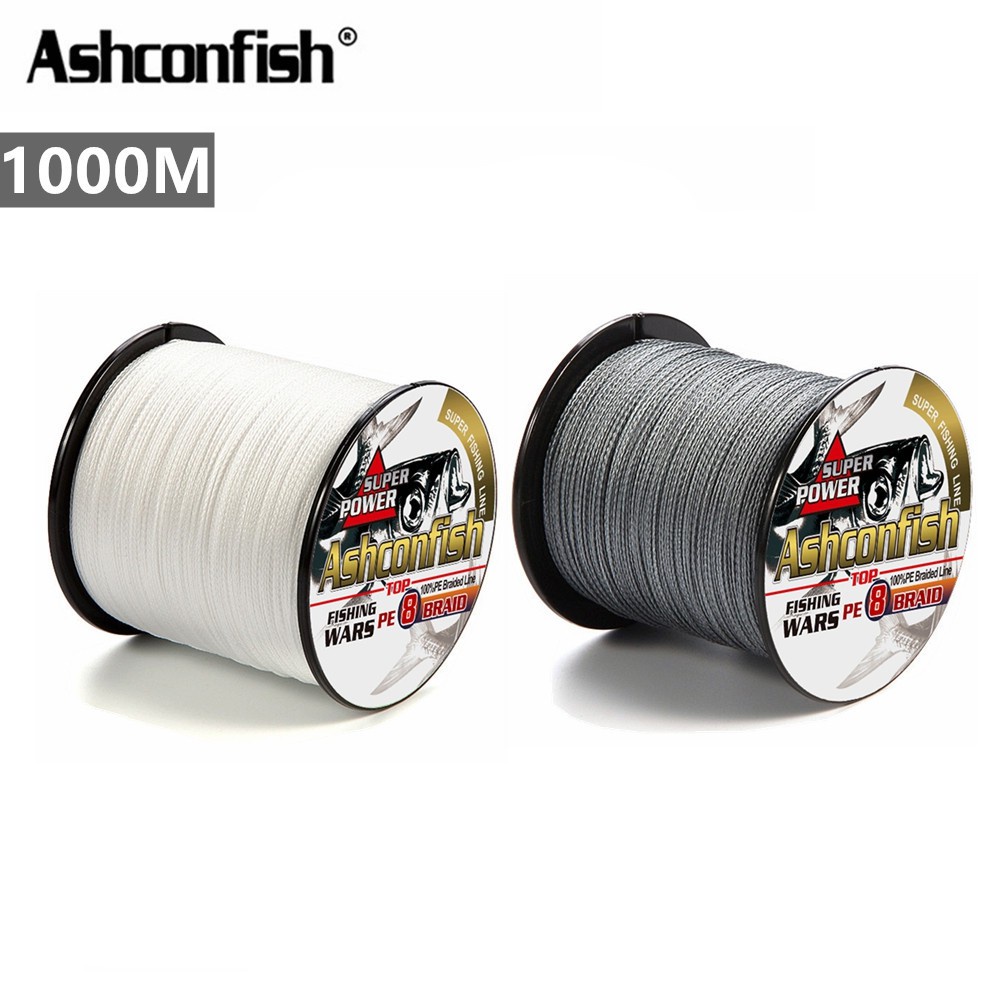 ashconfish-สายเอ็นตกปลาถัก-pe-x8-สีขาว-สีเทา-1000-เมตร-8-เส้น