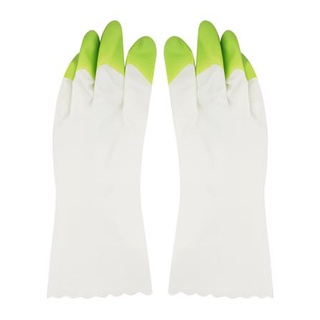 Dee-Double 🔥ถุงมือ PVC SHALDAN🔥 SIZE M สีขาว/เขียว มีความยืดหยุ่นสูง ไม่ลื่นหลุดง่าย ทนทาน ถุงมือทำความสะอาด