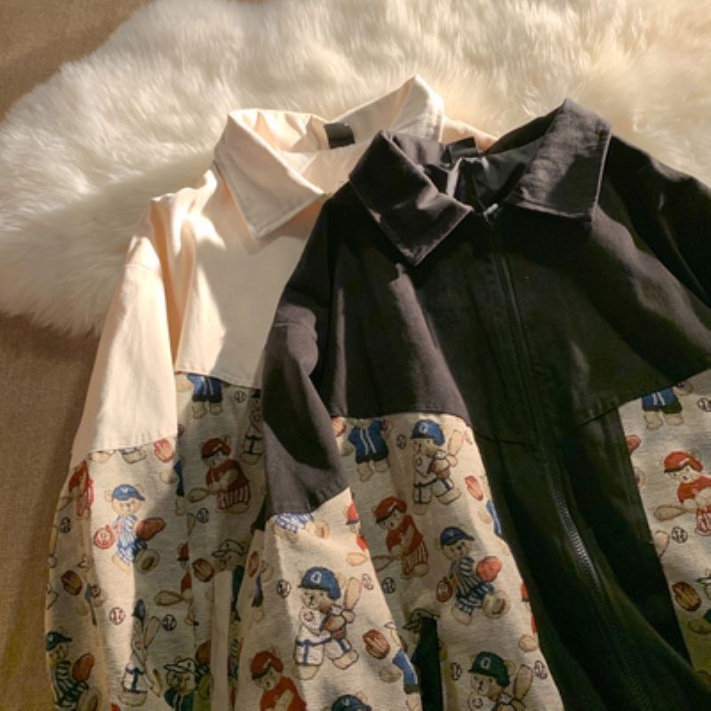 พร้อมส่ง-เสื้อแจ็คเก็ตวินเทจ-เสื้อญี่ปุ่น-ลายหมี-น่ารักๆ