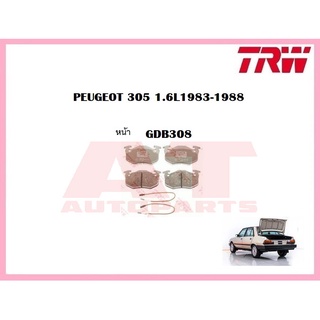 ผ้าเบรคชุดหน้า GDB308 PEUGEOT 305 1.6L1983-1988 ยี่ห้อTRW ราคาต่อชุด