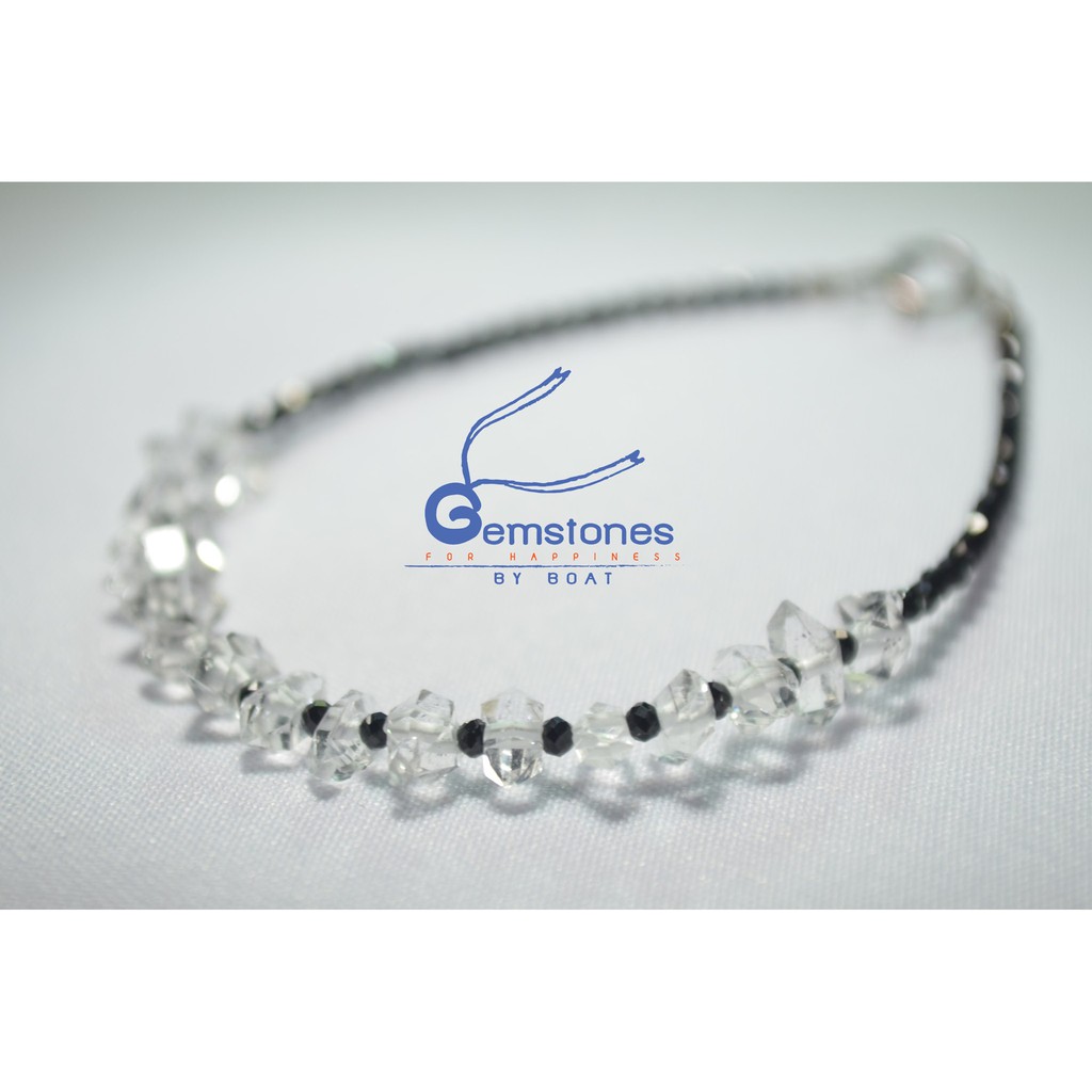 gemstones-by-boat-สร้อยข้อมือแบล็คโอนิกซ์-ตกแต่ง-ไดมอนด์-ควอตซ์-ความยาวสร้อยข้อมือ-16-5-เซนติเมตร