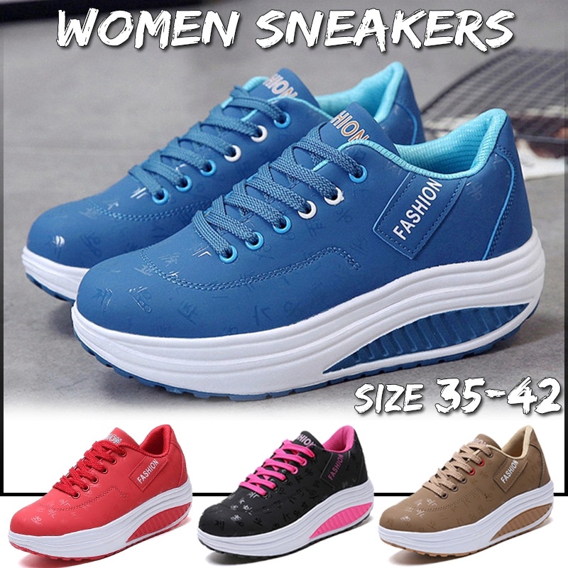 ภาพหน้าปกสินค้ารองเท้าผ้าใบรองเท้าแพลตฟอร์มลำลองสำหรับผู้หญิง 35-42