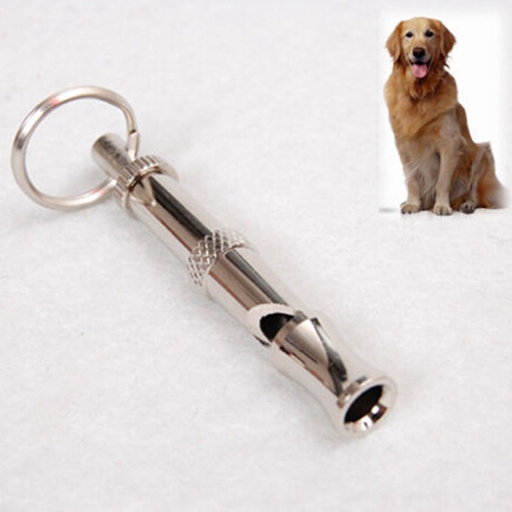 ใหม่-pet-silent-whistle-pet-training-whistle-professional-นกหวีดปรับได้สแตนเลส-bluey