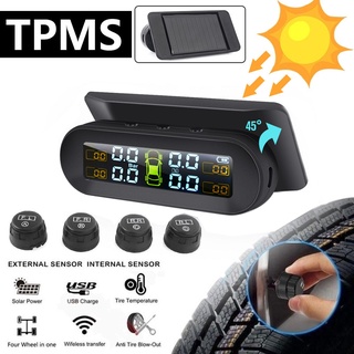 4ล้อ TPMS ที่วัดลมยางรถ เครื่องวัดความดันลมยางรถยนต์พลังงานแสงอาทิตย์ วัดลมยางรถยนต์ เกวัดลม เกจวัดแรงดันลม เครื่องวัดลมยาง รถที่เช็คลมยางรถ