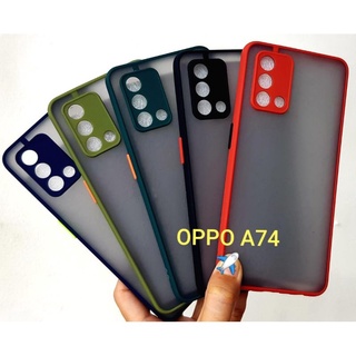 เคสกันกล้อง OPPO A74  4G / 5G เคสกันกระแทก ขอบสี กันกล้อง