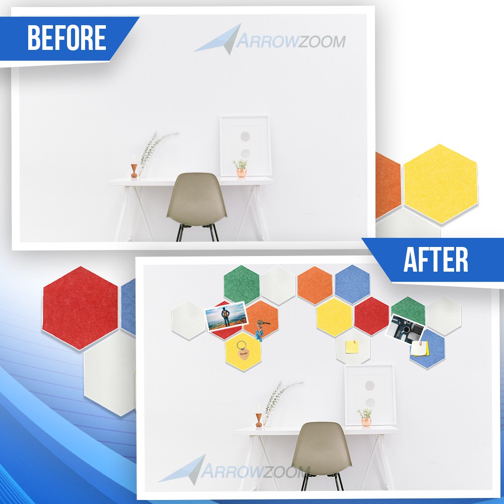 arrowzoom-สติกเกอร์ติดผนังตกแต่งกาวผสมและจับคู่-hexagon-felt-wall-panel-การปรับปรุงบ้านตกแต่งบ้านและที่อยู่อาศัย-az1224