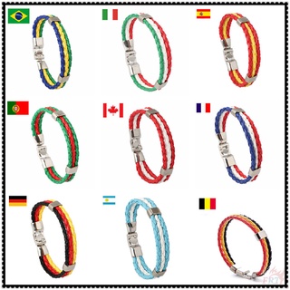 ☀ สร้อยข้อมือ ลายธงชาติโลก ☀ 1 ชิ้น บราซิล อาร์เจนตินา เยอรมนี หนัง PU สายรัดข้อมือ กําไลข้อมือ อุปกรณ์เสริม ของขวัญ