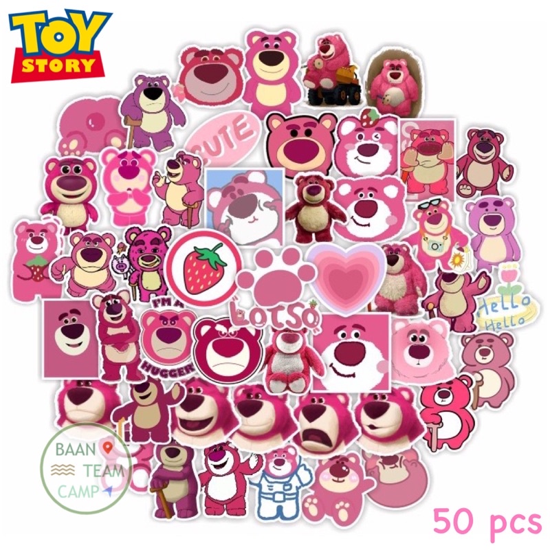 สติ๊กเกอร์-toy-story-126-หมี-lotso-50ชิ้น-ล็อตโซ่-woody-หมี-ชมพู-วูด-บัส-วู้ด-ดี้-disney-บัซ-toystory-ทอย-สตอรี่-ล็อทโซ่