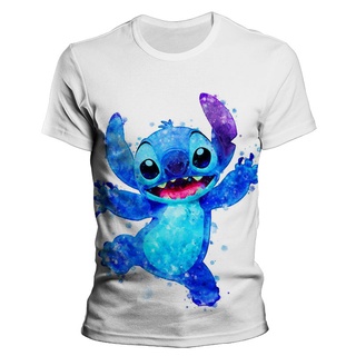 เสื้อยืดแขนสั้นลําลอง พิมพ์ลาย Disney Lilo &amp; Stitch 3 มิติ แฟชั่นฤดูร้อน สําหรับผู้ชาย และผู้หญิง