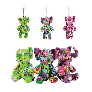 🐘พร้อมส่ง🐘 เอลฟ์...พวงกุญแจตุ๊กตาช้างผ้าแคนวาส ลาย Multicolor (Eleph canvas Doll Key Ring)