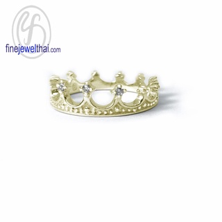 Finejewelthai-แหวนมงกุฎ-แหวนเพชร-แหวนเงิน-เพชรสังเคราะห์-เงินแท้925-Diamond-CZ-Silver-Ring-R1308cz-g/ pg