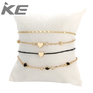 Jewelry Geometric Simple Love Heart String Metal Diamond Chain Four-piece Bracelet for girls f
