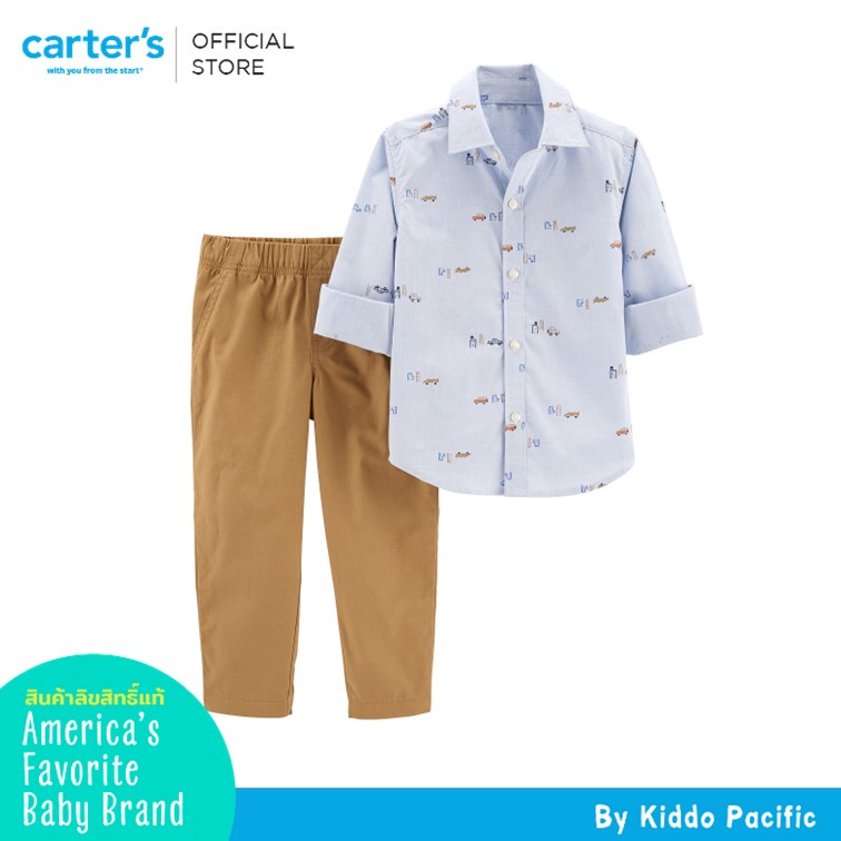 carters-short-sleeve-pants-2pc-blue-woven-l9-คาร์เตอร์เสื้อผ้าชุดเซท-2-ชิ้น