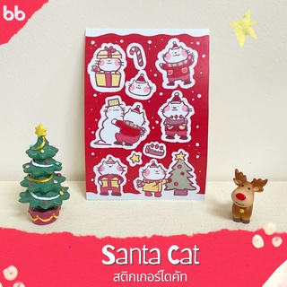 สติกเกอร์ Christmas 2 แบบ 2 ลาย สติกเกอร์ไดคัท PVC สติกเกอร์แมว น่ารัก Sticker