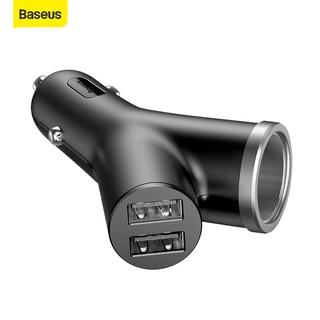 Baseus ที่ชาร์จในรถยนต์ 40W สําหรับโทรศัพท์มือถือ แบบ Dual USB ช่องจุดบุหรี่ในรถยนต์ สําหรับแท็บเล็ต GPS 3 อุปกรณ์ ที่ชาร์จโทรศัพท์ในรถยนต์