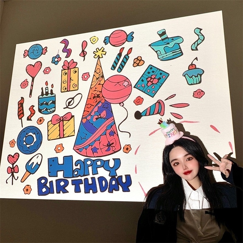 โคมไฟโปรเจคเตอร์-ฉายรูป-happy-birthday-สไตล์เกาหลี-สร้างสรรค์-สําหรับตกแต่งห้องนอน-ปาร์ตี้วันเกิด