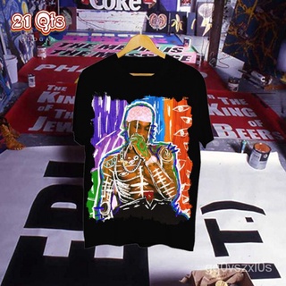 คอลูกเรือเสื้อยืดคอกลม$#21 สินค้าเดิม/เสื้อยืดคอกลม/Rap series/ซีรีส์ Travis Scott&amp;crayon doodle/สีดำ&amp;สีขาว!ผ้าฝ้ายแท้