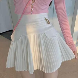 🔥Hot Sale/2022 New Korean Suit Material Solid Color A-Line Skirt High Waist Thin Pleated Shorts Skirt