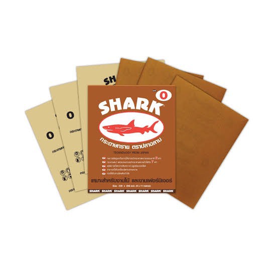 รูปภาพสินค้าแรกของSHARK กระดาษทรายขัดไม้ กระดาษทรายขัดแห้ง กระดาษทราย ตราปลาฉลาม TOA เบอร์0-5