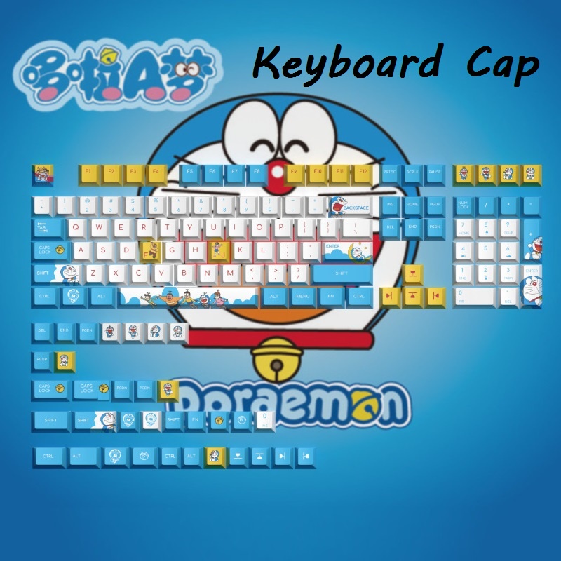 pbt-keycap-104-98-87-84-68-64-61-keyboard-keycap-doraemon-pokemon-pikachu-mario-keycaps-anime-โปเกมอน-ปิกาจู-โดเรม่อน-แป้นพิมพ์-คีย์แคป-ฝาครอบคีย์บอร์ด