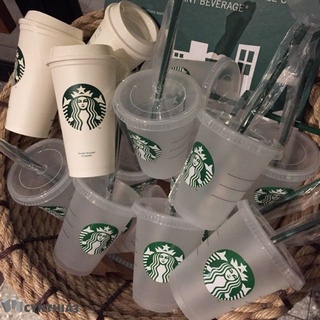 Starbucks ถ้วยแก้วมีหลอดดูดสีเขียวสําหรับเด็กขนาด 473มล./ 16ออนซ์