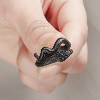 แหวนโลหะผสม รูปงู ปรับได้ ของขวัญเครื่องประดับ สําหรับชาย และหญิง