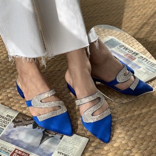 Day1step รองเท้าแตะหัวแหลม รุ่น Verona Sandals สีน้ำเงิน/ Slip on Mules Cobalt Blue ฿1390