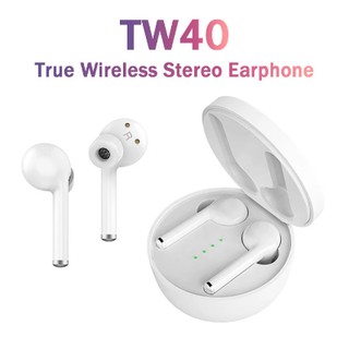 【BIG SALE】TW40 TWS บลูทูธ 5.0 หูฟัง HD ไฮไฟสเตอริโอไร้สายในหูฟังตัดเสียงรบกวนการเล่นเกมชุดหูฟังมินิหูฟังชาร์จกล่อง