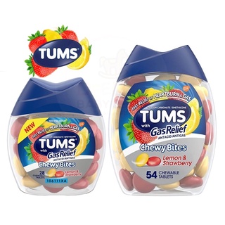 สินค้า 🌟พร้อมส่ง🌟 TUMS Antacid Chewy Bites + Gas Relief - Lemon & Stawberry