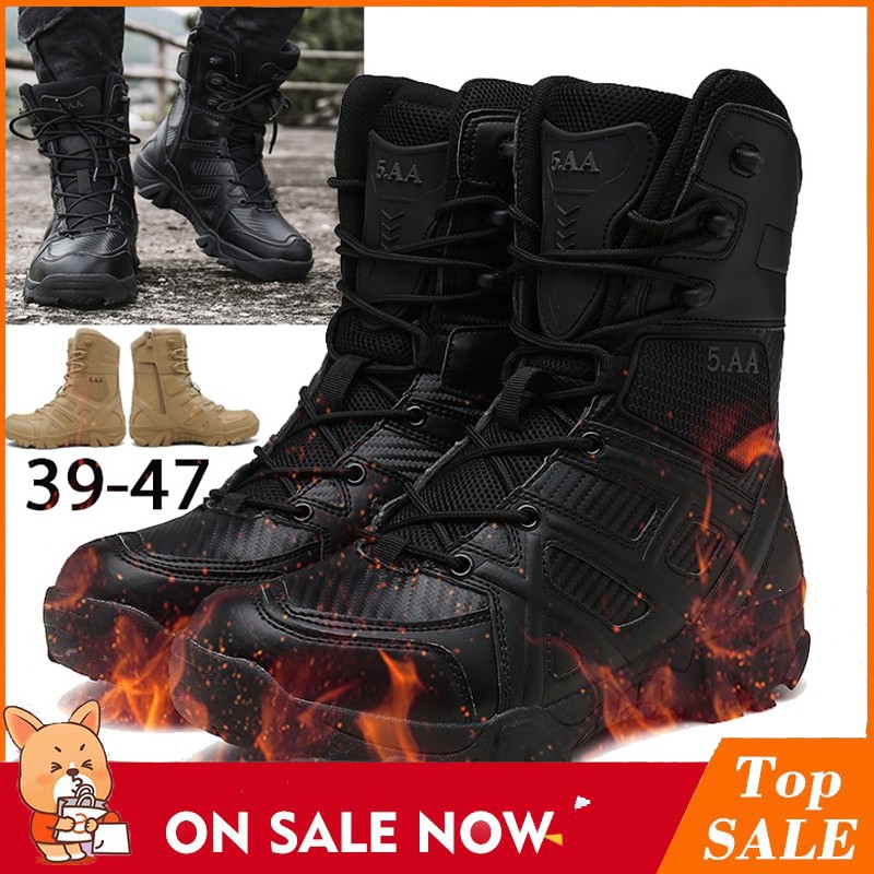 ภาพหน้าปกสินค้าarmy boots ขายด่วนซิปรองเท้าทหารหนังรองเท้ายุทธวิธีกันน้ำรองเท้ากองทัพ 39-47