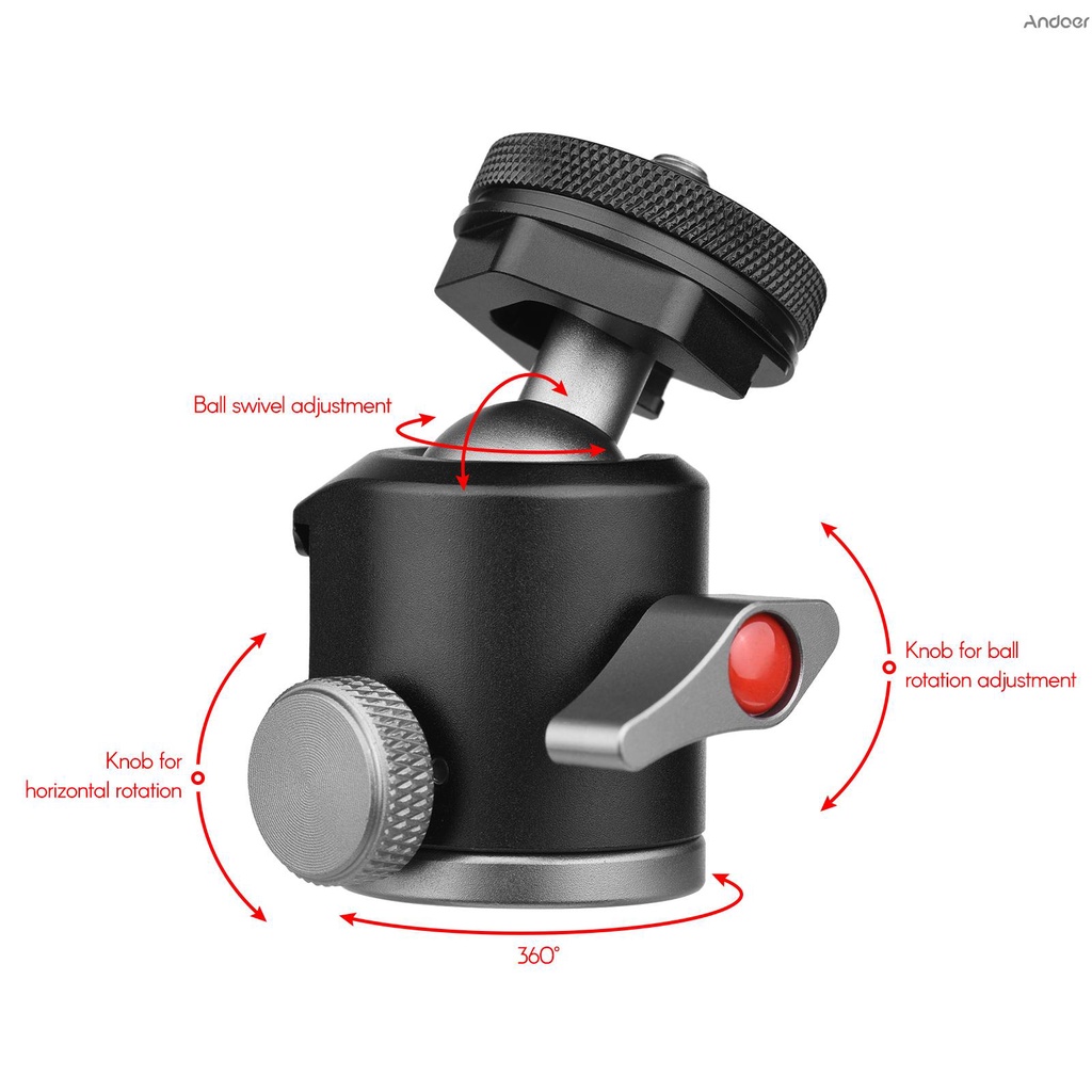 andoer-2-in-1-360-หัวบอล-ขนาดเล็ก-หมุนได้-พร้อมสกรู-1-4-สําหรับเมาท์โคลด์ชู