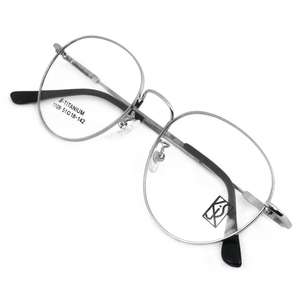 titanium-100-แว่นตา-รุ่น-1109-สีเงิน-กรอบเต็ม-ขาข้อต่อ-วัสดุ-ไทเทเนียม-สำหรับตัดเลนส์-กรอบแว่นตา-eyeglasses