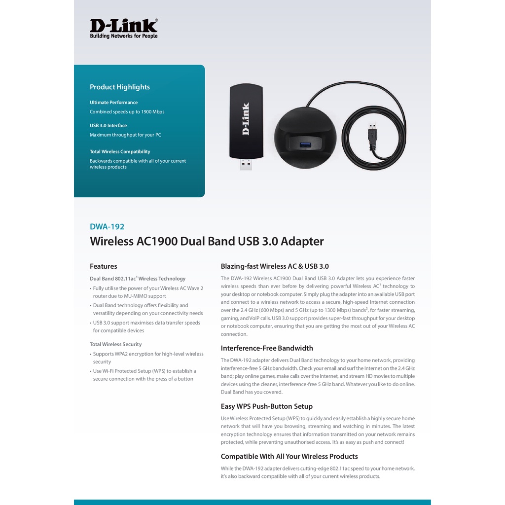 wireless-usb-adapter-d-link-dwa-192-ac1900-dual-band-ของแท้รับประกันตลอดอายุการใช้งาน