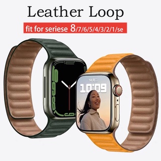 สายนาฬิกาข้อมือ สายหนัง แบบแม่เหล็ก สําหรับ Apple watch band Series 8 7 6 SE 44 40 38 มม. 42 มม. iWatch 5 4 3 45 41 มม.