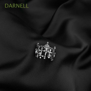 Darnell แหวนผู้หญิง ทรงเรขาคณิต ปรับได้ สําหรับเด็กผู้หญิง พังก์ พระเยซู ไม้กางเขน ย้อนยุค ฮิปฮอป แหวนนิ้วเกาหลี