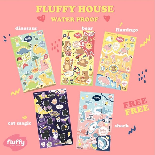 fluffy-homey-sticker-แผ่นสติ๊กเกอร์กันน้ำ