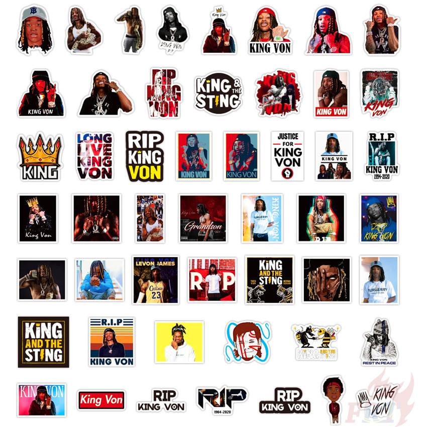 RIP King Von - สติ๊กเกอร์ Rapper Singer 50 ชิ้น/เซ็ต DIY แฟชั่น ...
